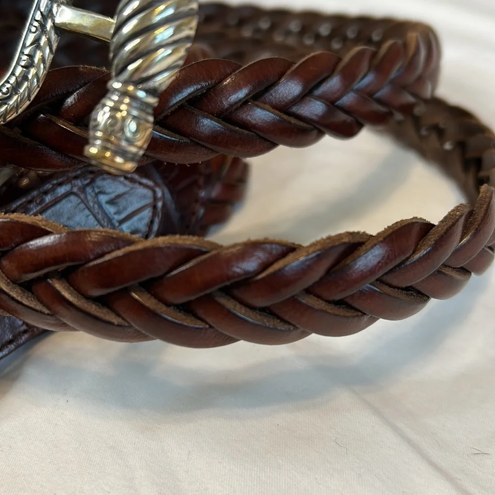 Brighton brown double braid leather belt. New. 1996 size medium.
